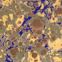 Hand Marbled Paper Stone Marble Pattern in Blue, Browns and Gold ~ Berretti Marbled Arts